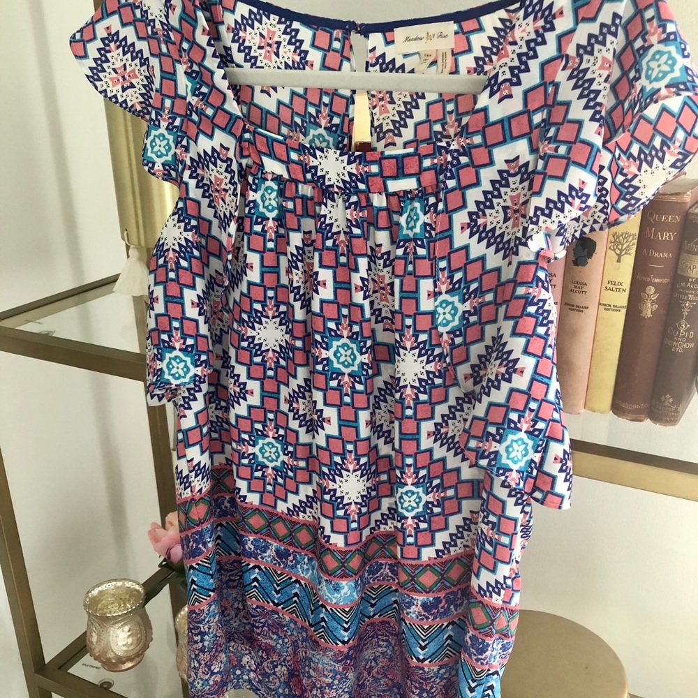 Pink Geometric Cut Out Top